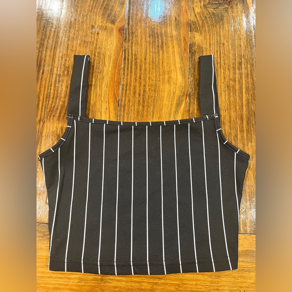 Black Striped Crop Top Size Small